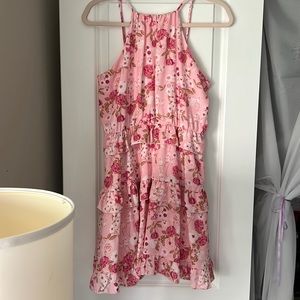 Pink Floral Ruffle Dress